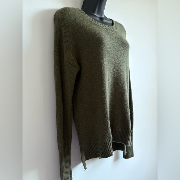 J. Crew Wool Blend Dark Olive Crew Neck Sweater | Size 8 - Picture 3 of 8